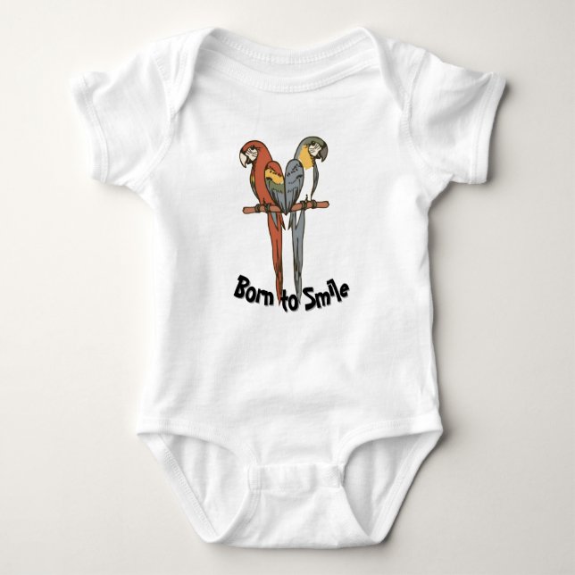 Born to Smile Parrot Baby Bodysuit (Front)