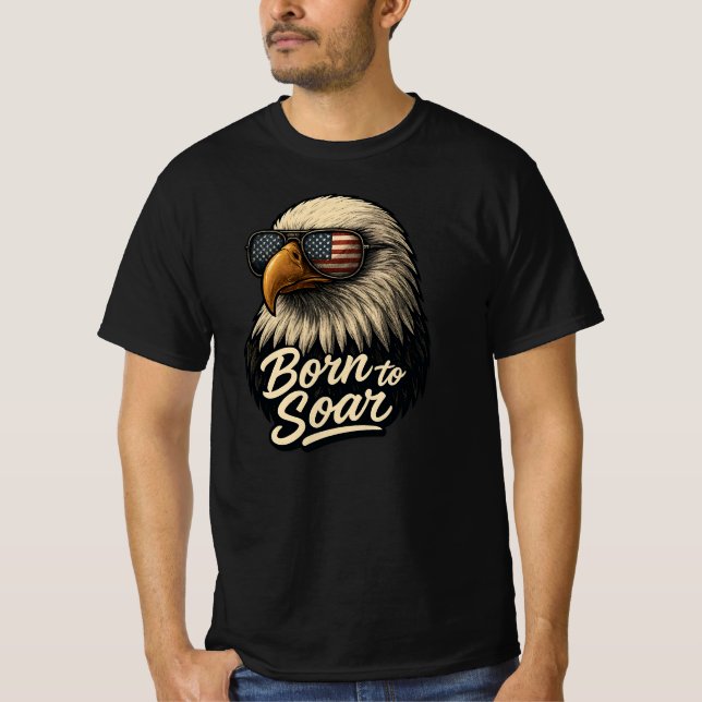 Born to Soar Bald Eagle Sunglasses T-Shirt (Front)