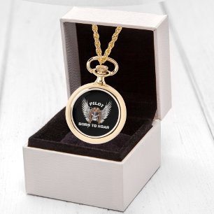 Born To Soar,Cool Skull Pilot & Airplane Propeller Watch