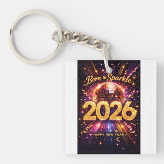 Born to Sparkle 2026 Disco Ball Happy New Year Keychain
