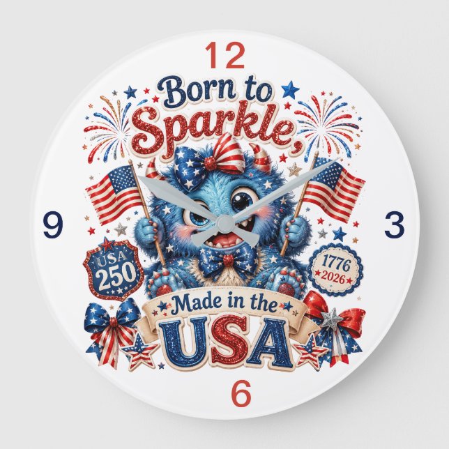 Born to Sparkle (keepsake) Large Clock (Front)