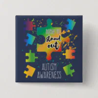 Born to Stand Out Autism Awareness Puzzles Button