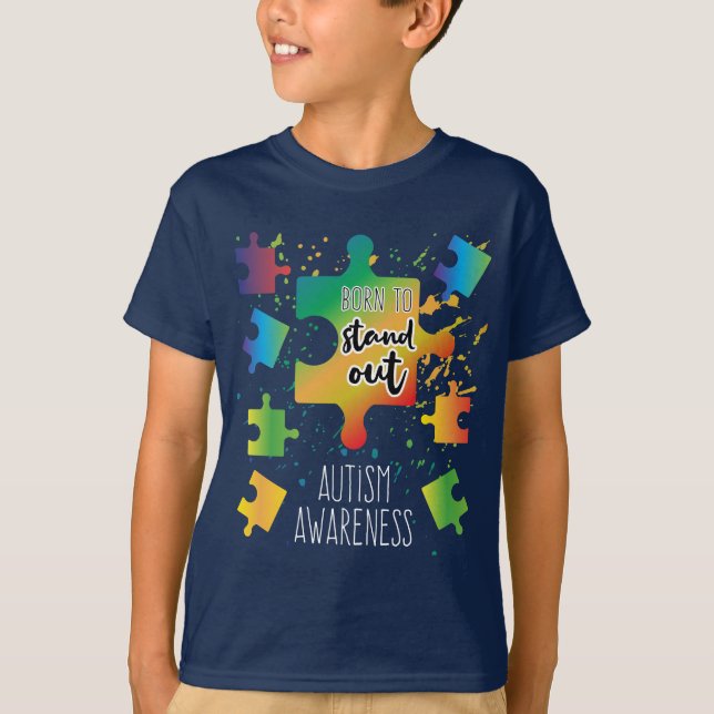 Born to Stand Out Autism Awareness Puzzles T-Shirt (Front)
