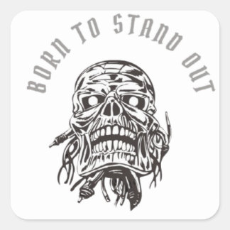"Born to Stand Out: Bold Skull Sticker" Square Sticker