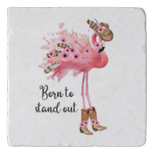 "Born to Stand Out" Flamingo Trivet
