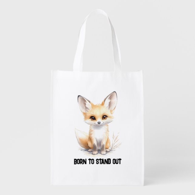 "Born to Stand Out" with Elegant Fennec Fo Grocery Bag (Front)