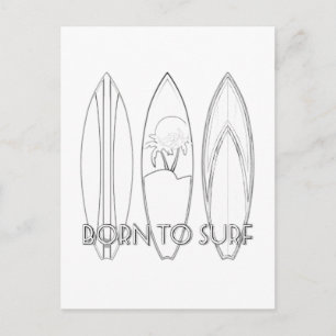 Born To Surf Adult Coloring Postcard