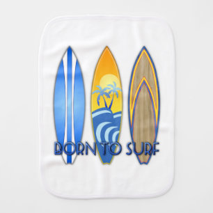 Born To Surf Baby Burp Cloth