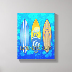 Born To Surf Blue Honu Canvas Print