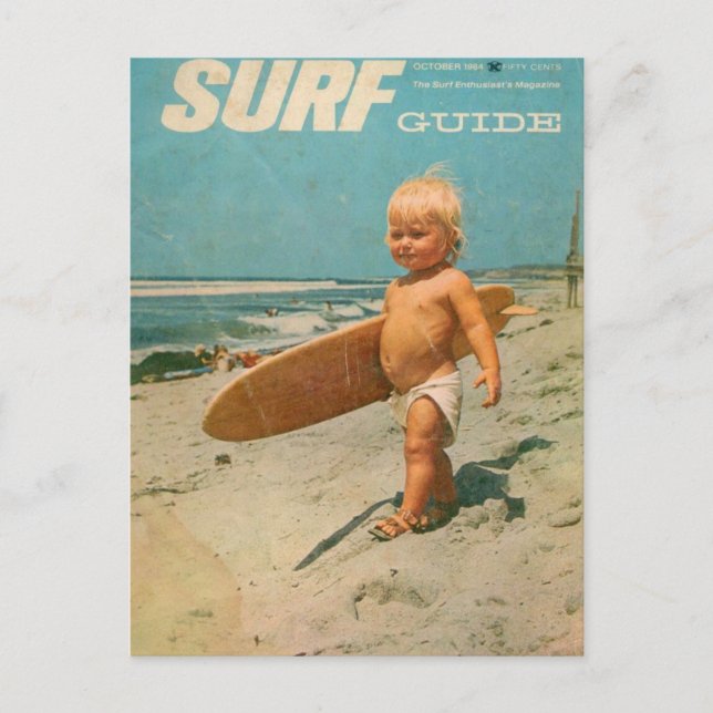 Born To Surf | Cute Vintage Surfing  Postcard (Front)