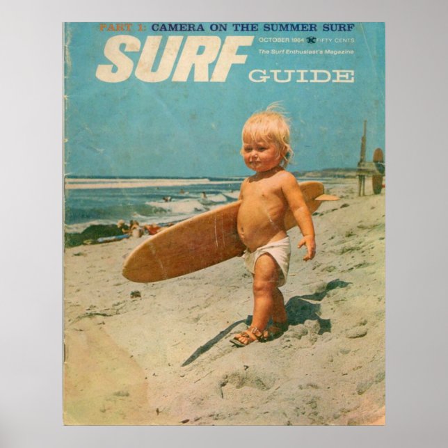 Born To Surf | Cute Vintage Surfing Poster (Front)