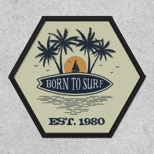 Born To Surf Palm Trees Surfboard Vintage Patch