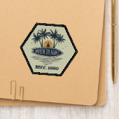 Born To Surf Palm Trees Surfboard Vintage Patch (On Folder)