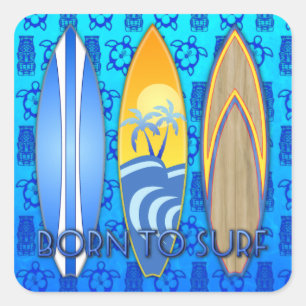 Born To Surf Square Sticker