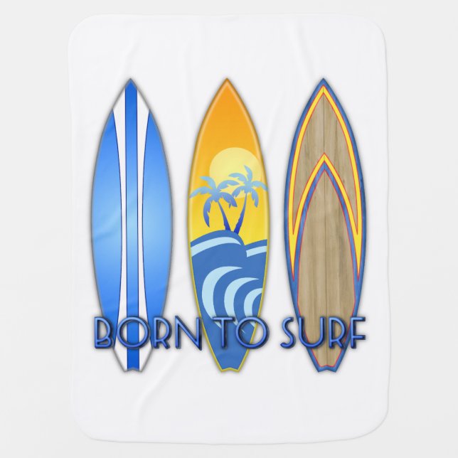 Born To Surf Stroller Blanket (Front)