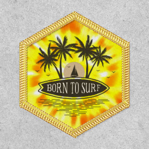 Born To Surf Yellow Tie Dye Pattern Patch