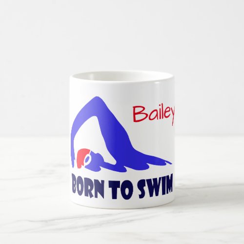 Born to swim freestyle swimmer personalised coffee mug