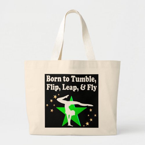 BORN TO TUMBLE GYMNASTICS DESIGN LARGE TOTE BAG