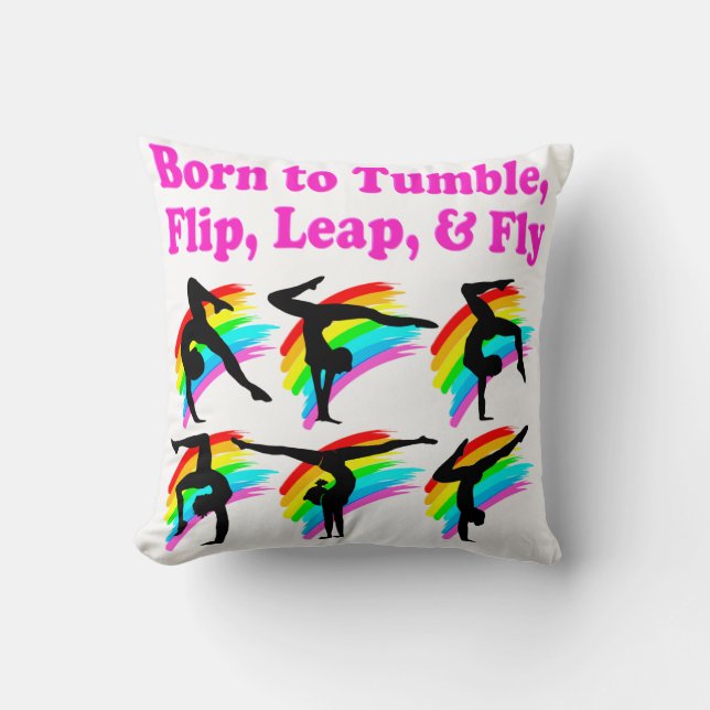 BORN TO TUMBLE GYMNASTICS DESIGN THROW PILLOW (Front)