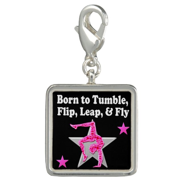 BORN TO TUMBLE, LEAP AND FLY GYMNAST CHARM (Front)