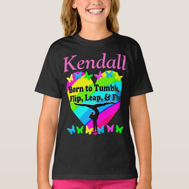 BORN TO TUMBLE PERSONALIZED GYMNAST T SHIRT (Front)