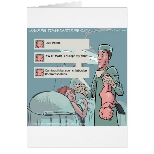 Born To Tweet Funny Cartoon Cards (Front)