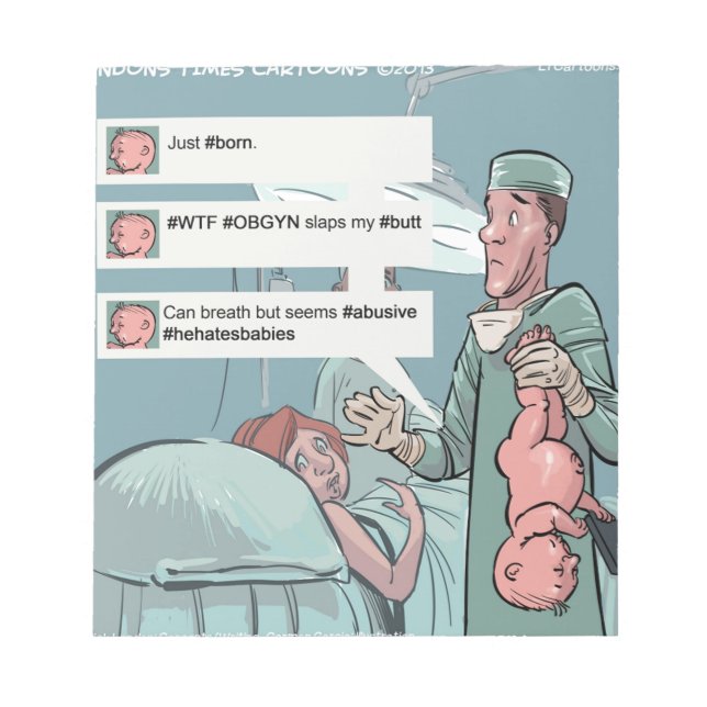 Born To Tweet Funny Cartoon Notepad (Front)