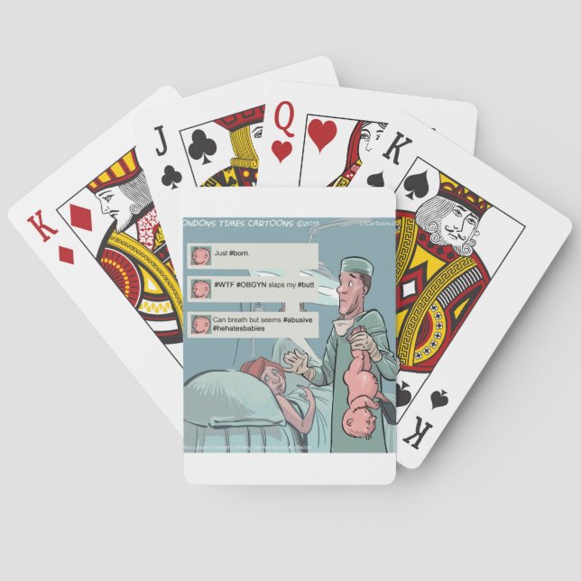 Born To Tweet Funny Cartoon Poker Cards (Back)