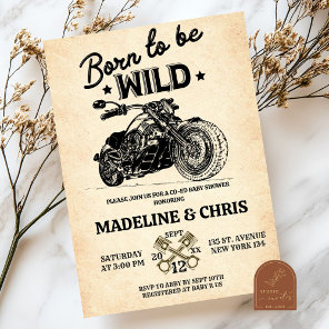 Born To Wild Vintage Motorbike Baby Shower Invitation