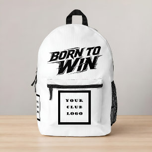 Born to Win Bold Athletic Club Logo Black Typograp Printed Backpack