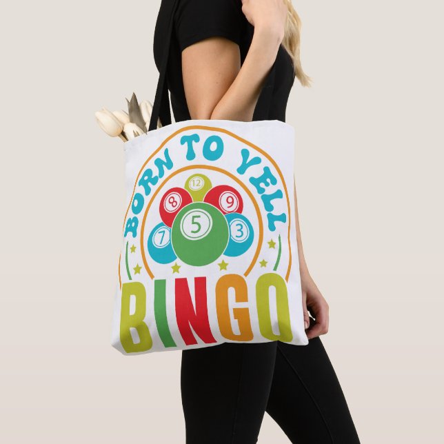 Born To Yell Bingo Tote Bag (Close Up)