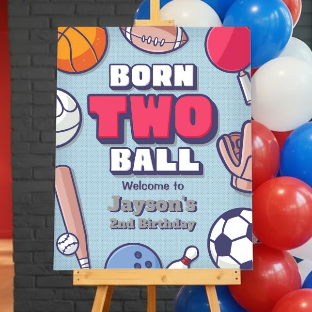 Born Two Ball - 2nd Birthday Boy Welcome Sign (Army - Military - Soldier Boy Birthday Invitation)