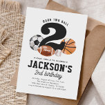 Born Two Ball Sports 2nd Birthday Invitation<br><div class="desc">Invite friends and family to your kiddo's birthday party with this sports themed invitation.</div>