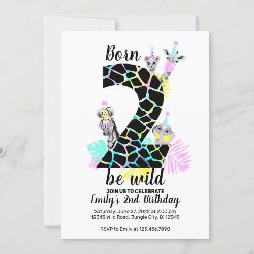 Born two be wild 2nd Birthday invitation