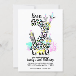 Born two be wild 2nd Birthday invitation