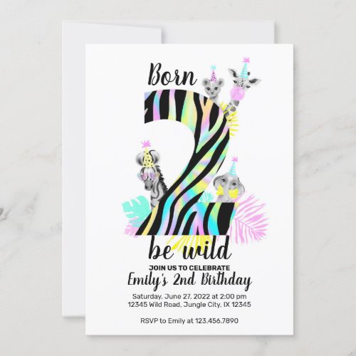 Born two be wild 2nd Birthday invitation