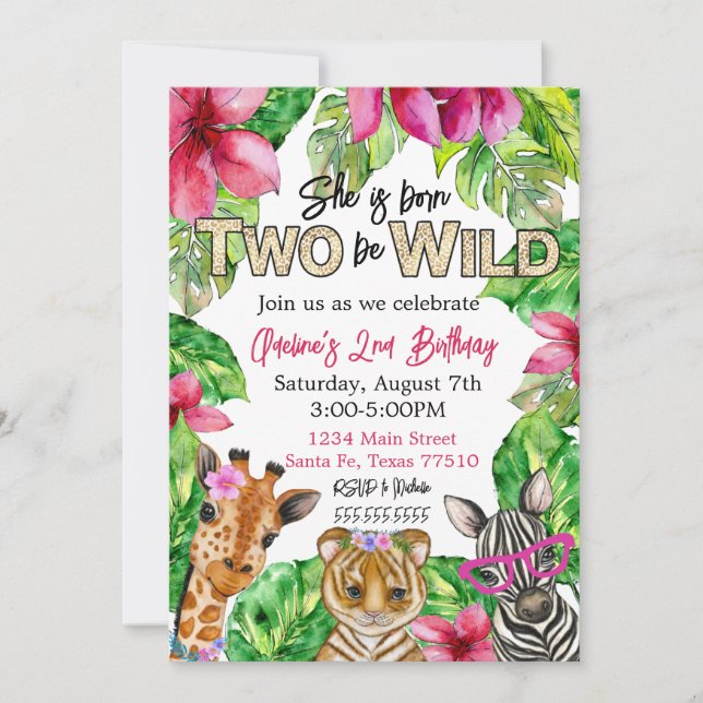 Born TWO be Wild Birthday Invitation (Front)