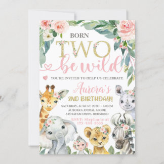 Born Two be Wild Birthday Invitation 2nd Birthday