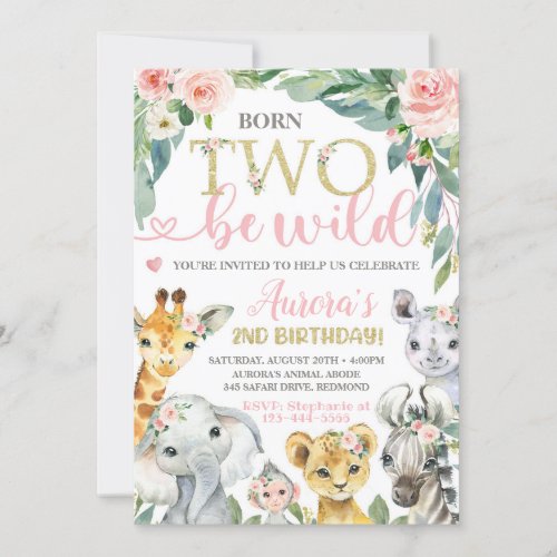 Born Two be Wild Birthday Invitation 2nd Birthday