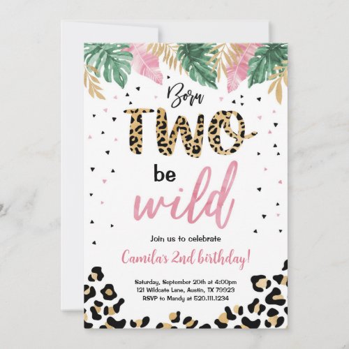 Born Two Be Wild Birthday Leopard Invitation