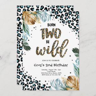 Born Two Be Wild Boy Jungle Leopard Print Birthday Invitation