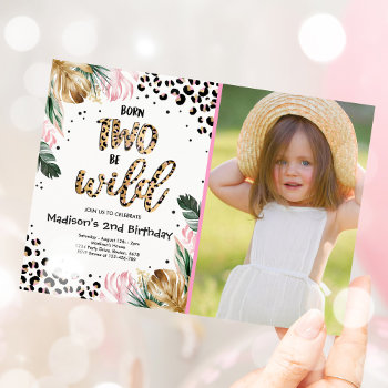 Born Two Be Wild Jungle Leopard Print Birthday Invitation by PixelPerfectionParty at Zazzle