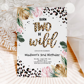 Born Two Be Wild Jungle Leopard Print Birthday  Invitation