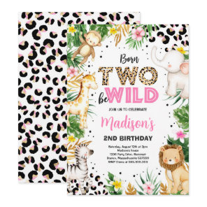 Born Two Be Wild Leopard Print Safari 2nd Birthday Invitation