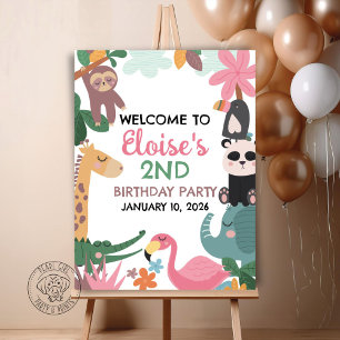 Born Two Be Wild Pink Birthday Welcome Sign