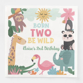 Born Two Be Wild Pink  Paper Dinner Napkins