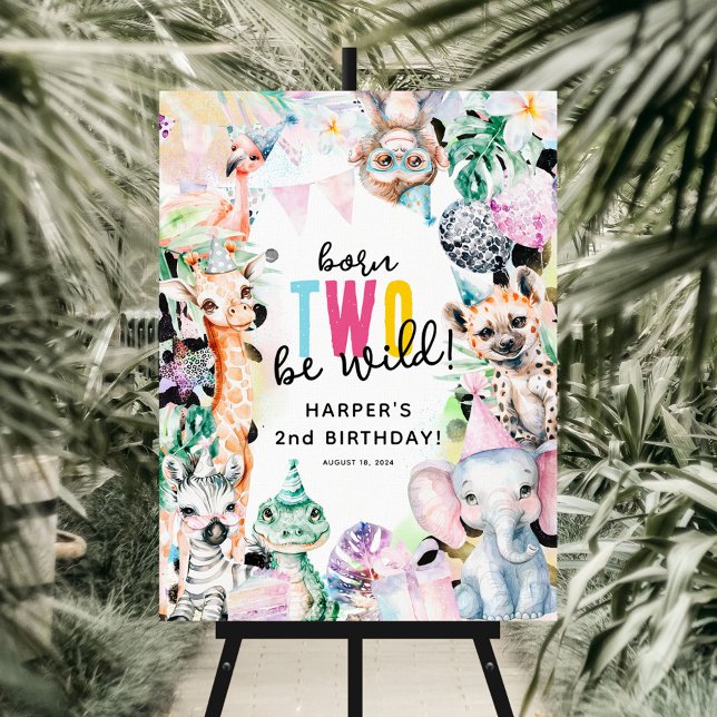 Born TWO be Wild Safari Animals Cool 2nd Birthday Foam Board (Creator Uploaded)