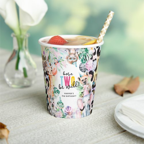 Born TWO be Wild Safari Animals Cool 2nd Birthday Paper Cups