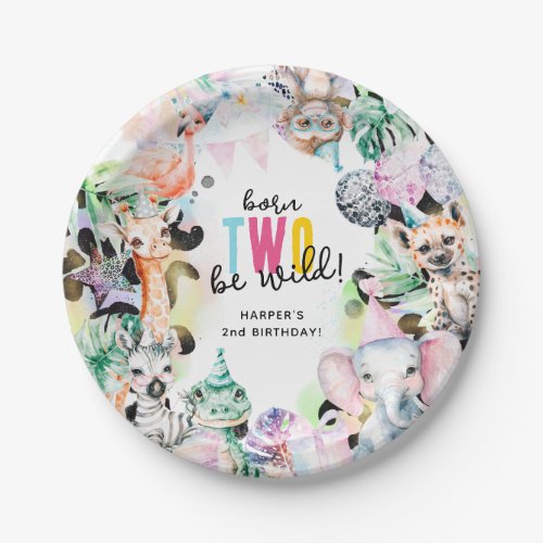 Born TWO be Wild Safari Animals Cool 2nd Birthday Paper Plates