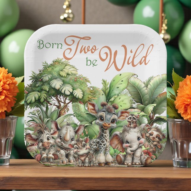 Born Two Be Wild Safari Birthday Paper Plates (Creator Uploaded)